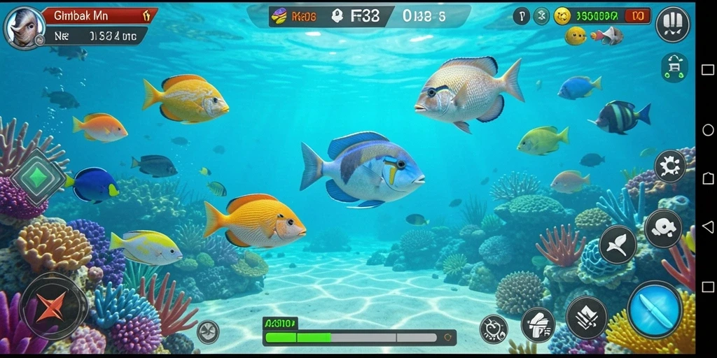 Screenshot F32 menampilkan gameplay Tembak Ikan yang seru dan menantang.