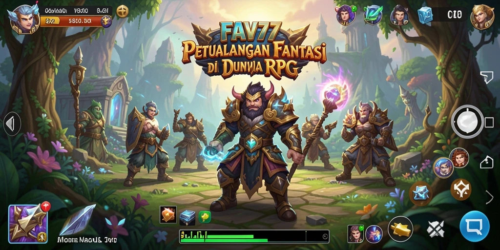 Screenshot gameplay FAV77 menampilkan pertempuran seru di dunia RPG.