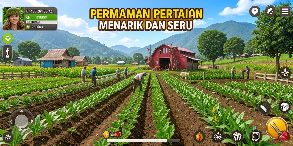 Tangkapan layar gameplay FB168 yang menampilkan suasana ladang yang subur.