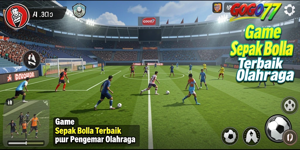Tampilan gameplay seru dalam GOGO77 dengan aksi sepak bola yang mendebarkan.