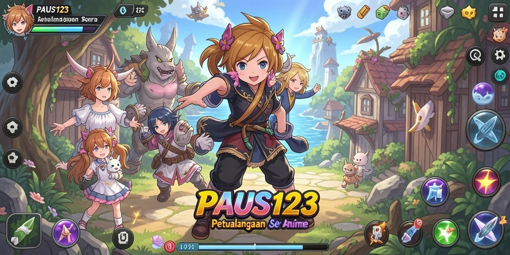 Screenshot utama PAUS123 menampilkan pertarungan seru di dunia Anime.